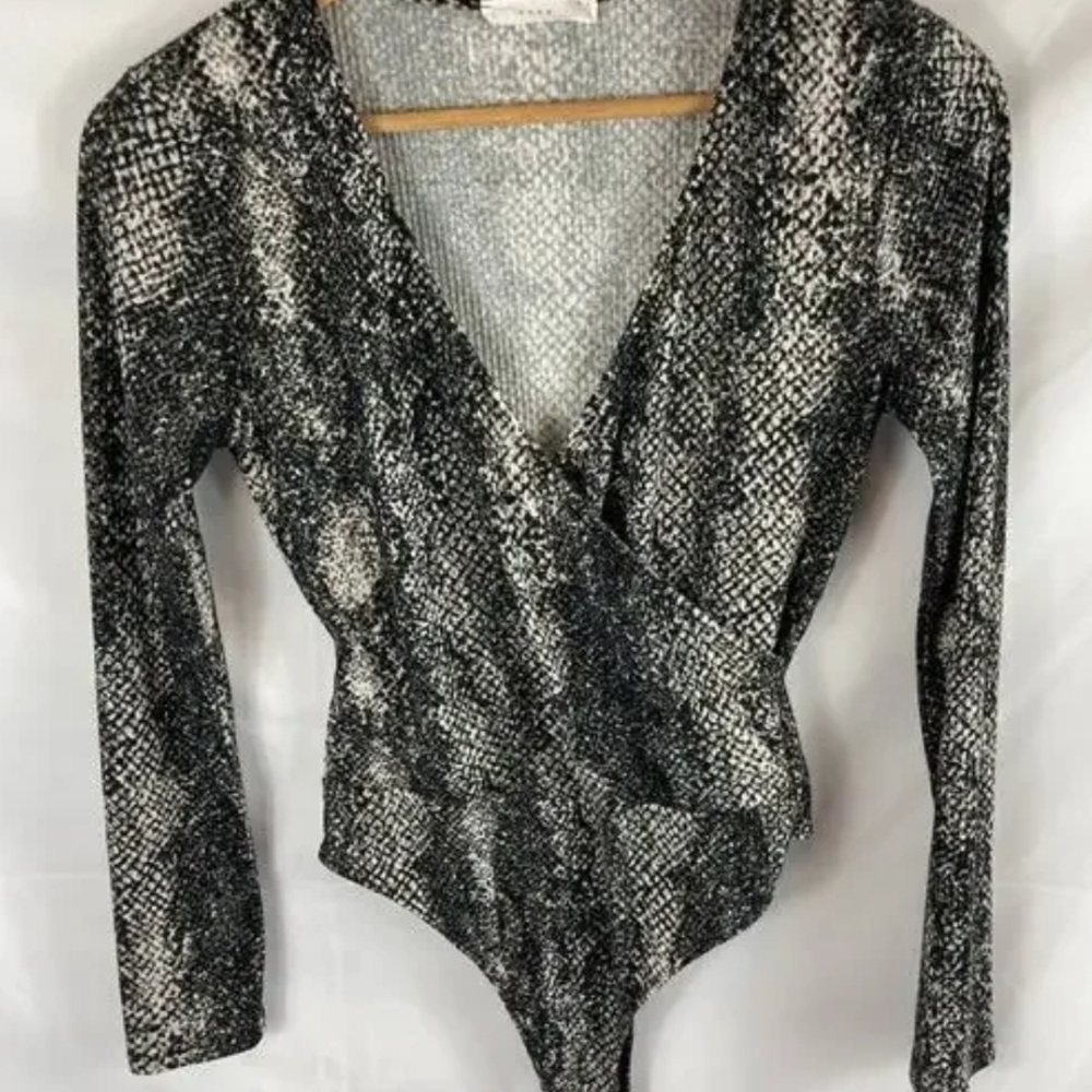 Lush Black and Gray Snakeskin Bodysuit